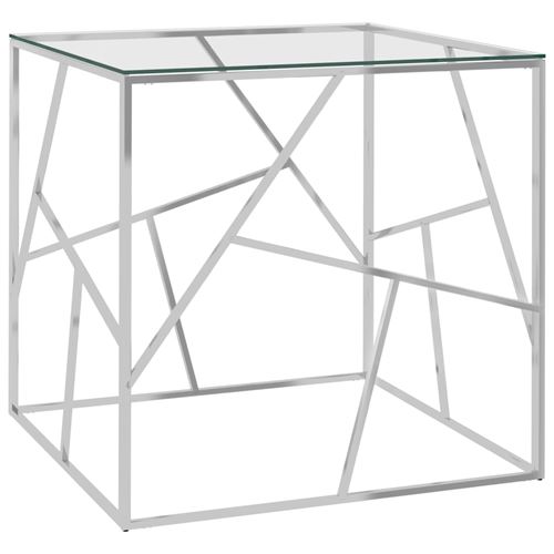 Table basse en Acier inoxydable et verre 55x55x55cm
