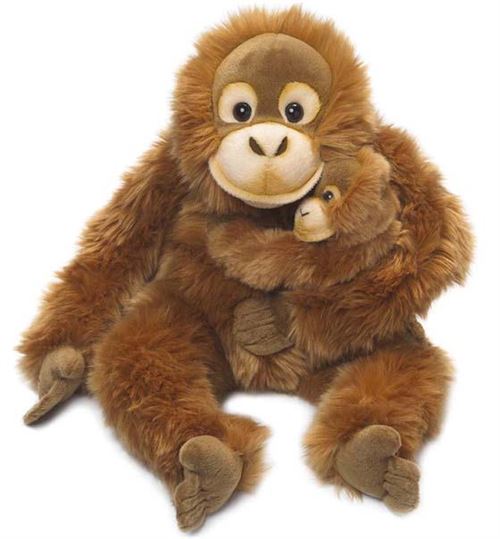 Peluche WWF maman orang outang 25 cm avec bébé