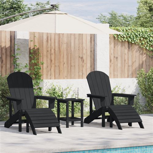 Non Communiqué Noir Chaises Adirondack Avec Reposes Pieds 2 Pcs Hdpe, Chaise Adirondack Avec Repose Pied Hdpe