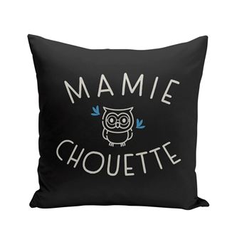 Fabulous Coussin noir Mamie Famille Chouette [40x40 cm] - 1