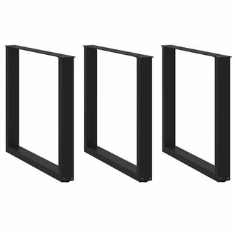 vidaXL Pieds de table à manger en U 3 pièces Noir 90 x (72-73) cm Acier 4013208 - 1