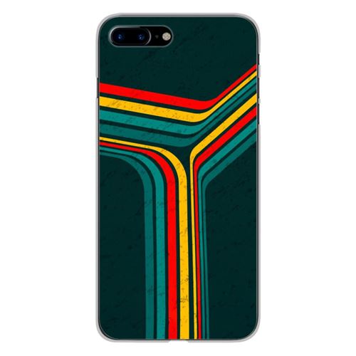 Coque en silicone imprimée compatible Apple iPhone 7 Plus Retro lines