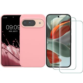 Coque Silicone Rose Pour Google Pixel 8 - Pack Avec 2 Verres Trempés - Little Boutik