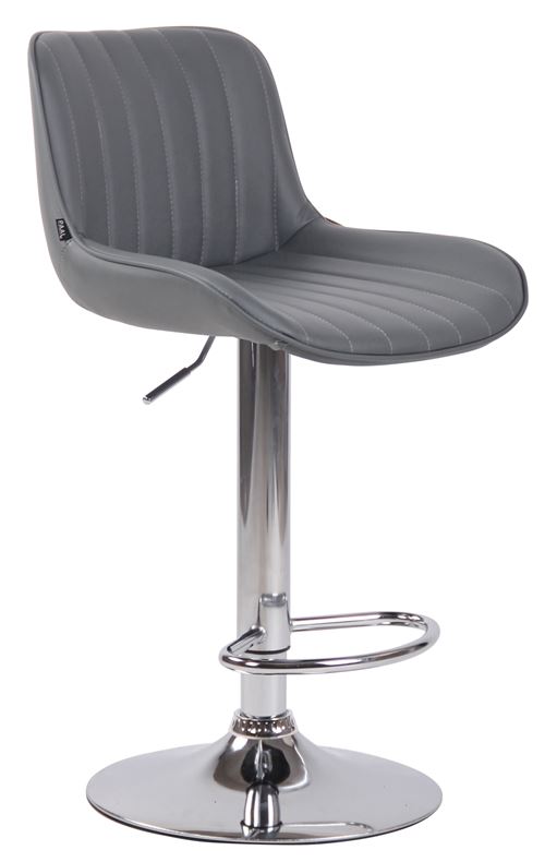 Tabouret de bar Lentini en Similicuir avec Hauteur réglable et Piètement trompette en Métal , Gris/Chrome
