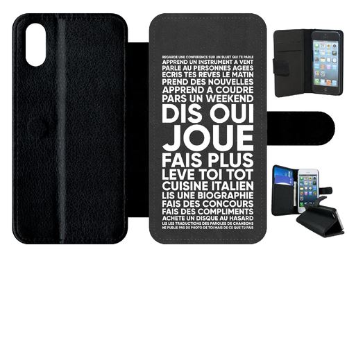 Etui My-Kase pour iPhone X - joue motivation fais plus message - Simili-cuir Noir