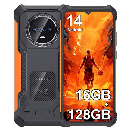 CUBOT KINGKONG ES Téléphone Portable 6.56 HD+ 16GO 128GO Smartphone Android 14 5100mAh Dual SIM 4G-Orange