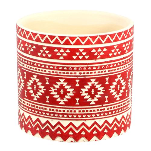 DECOLINES - Mini Cache pot rouge Cylindre Mexicain en céramique 7 cm