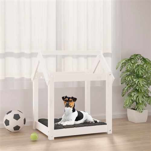 Meilleurs prix pour vidaXL Lit pour chien Blanc 61x50x70 cm Bois de pin solide