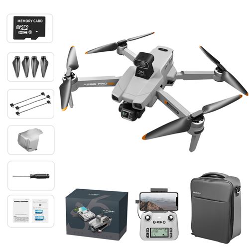 Drone EKASN 8K GPS FPV Caméra Full HD avec nacelle à 3 axes 4000m de vol Évitement d'obstacles laser avec SD carte 64Go -Gris