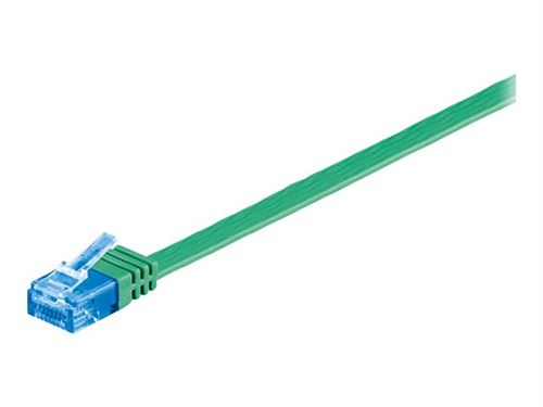 goobay - Cordon de raccordement - RJ-45 (M) pour RJ-45 (M) - 3 m - UTP - CAT 6a - moulé, plat - vert