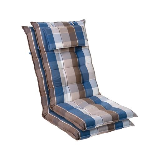 Coussin de chaise de jardin -Blumfeldt Sylt -120 x 50 x9 cm -2 pièces -Bleu / Marron