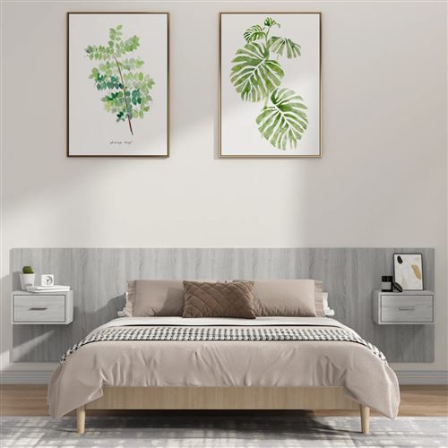 vidaXL Tête de lit avec armoires sonoma gris Bois d'ingénierie