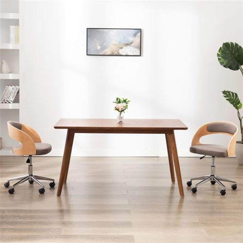 vidaXL Chaises pivotantes à dîner 2 pcs Taupe Bois courbé et tissu