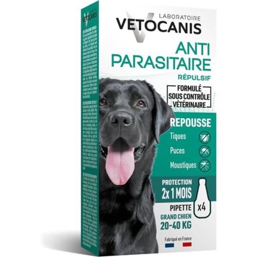 Meilleurs prix pour Pipette Antipuces tiques et moustiques VETOCANIS Répulsif pour Grand Chien