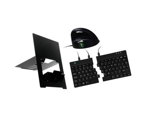 R-Go Smart Ergonomic Mobile Working Set - Toetsenbord en muis set - USB - Duits - zwart - met R-GO verhoging flexibele laptopstandaard