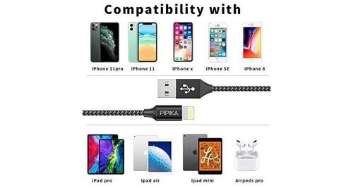 Pipika câble iphone chargeur iphone, [2pack 3m] câble lightning