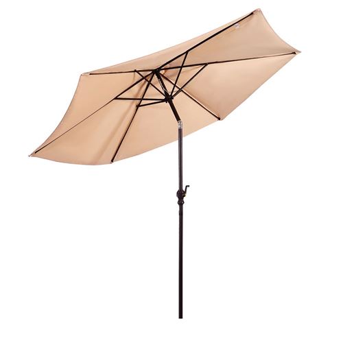 Parasol inclinable giantex beige déporté Ø300cm en métal toile polyester imperméable avec ouvertures d'aération pour jardin, terrasse