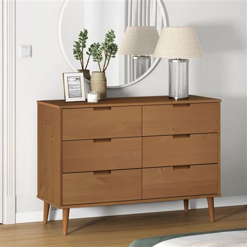vidaXL Ladekast MOLDE 113x40x80 cm massief grenenhout bruin4013410