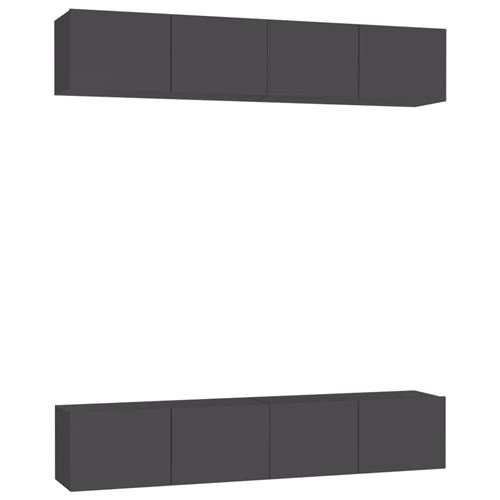 vidaXL Meubles TV 4 pcs Gris 80x30x30 cm Aggloméré