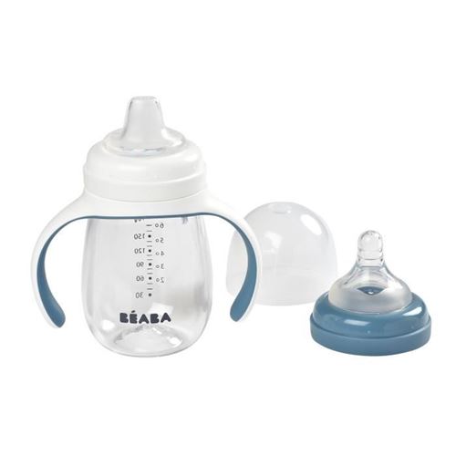 BEABA Tasse enfant &agrave; poign&eacute;es 2en1 210 ml windy bleu 