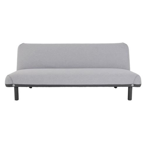 LEONA Banquette convertible clic-clac 3 places - Velours gris clair et pieds en metal - L 185,5 x P 92,5 x H 78,5 cm