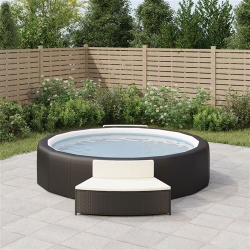vidaXL Bancs de spa avec coussins 2 pcs noir résine tressée, banc...