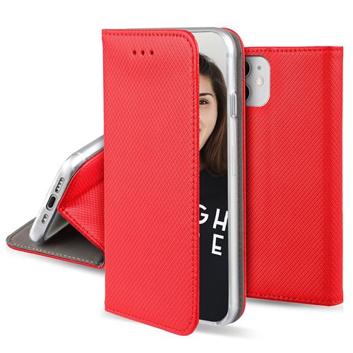 JAYM - Étui à rabat pour téléphone portable - magnétique, support - faux cuir polyuréthane - rouge - pour Samsung Galaxy S23+