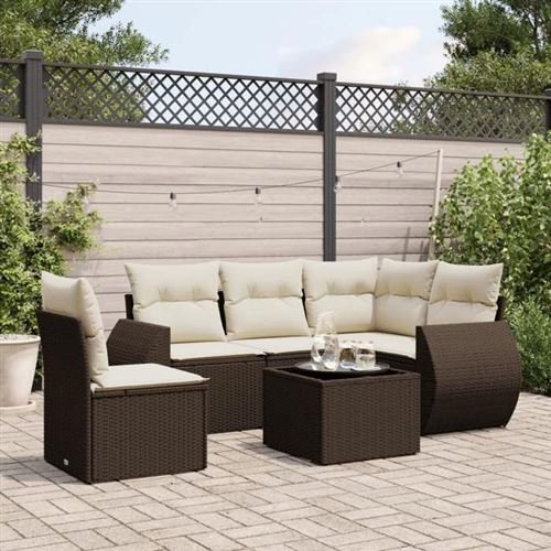 Vidaxl Marron Salon De Jardin Avec Coussins 6 Pcs - Image 2