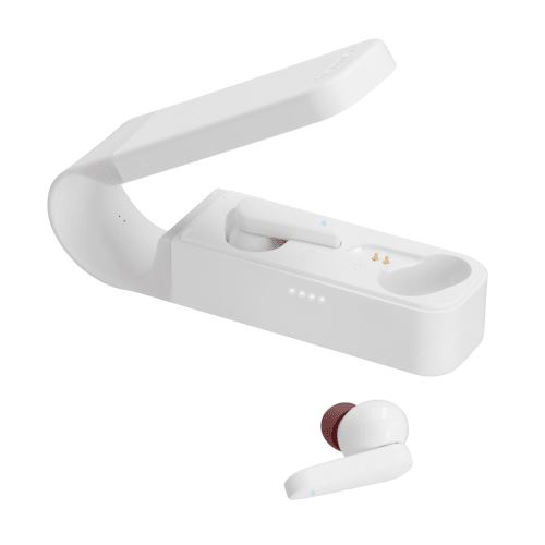Non Communiqué Blanc. Hama Hi-Fi Oreillette Bluetooth Stereo Blanc Affichage De La Charge De La Batterie, Micro-Casque, Boîtier De Charge, Commande Tactile