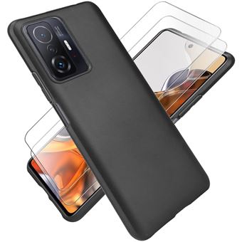 Pack Protection Xiaomi 11T/11T Pro : Coque Silicone Noire + 2 Verres Trempés - Little Boutik
