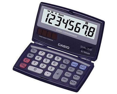 Casio SL-100VER Calculatrice de poche bleu Ecran: 8 solaire, à pile(s) (l x H x P) 91 x 9.4 x 110.5 mm