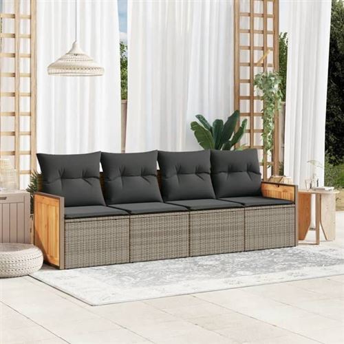 Non Communiqué Gris Vidaxl Salon De Jardin Avec Coussins 4 Pcs, Canapés De Terrasse, Ensemble De Meubles De Patio, Mobilier D'extérieur, 3259855