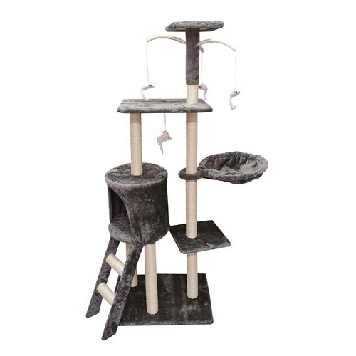 Comparer les prix de Arbre pour chat griffoir coloris gris - Longueur 50 x Profondeur 35 x Hauteur 138 cm -JUANIO-
