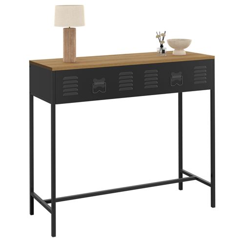 Idmarket Noir Console Ester Métal /Bois - Image 3