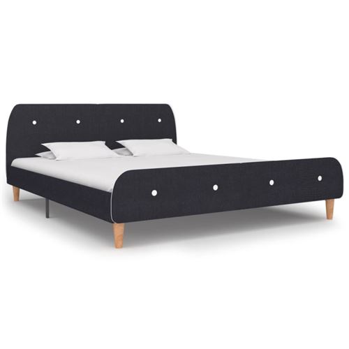 vidaXL Cadre de lit Gris foncé Tissu 160x200 cm