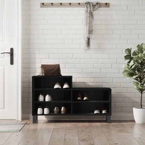 Vidaxl Noir Armoire À Chaussures 102X36x60 Cm Bois D'ingénierie 831397 - Image 3