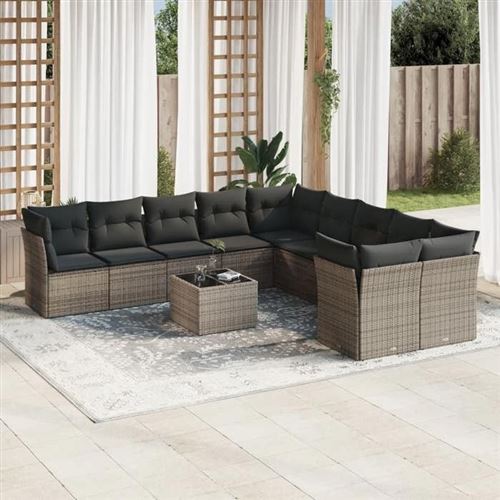 VidaXL - Garten sofagarnitur poly-rattan, One Size, Grau