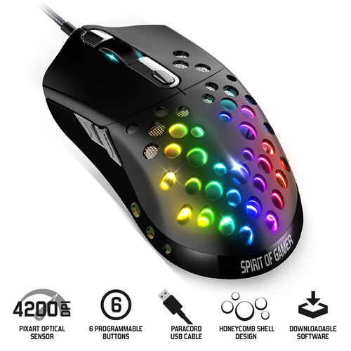 Souris gaming filaire Spirit Of Gamer Elite-M80 Ambidextre 