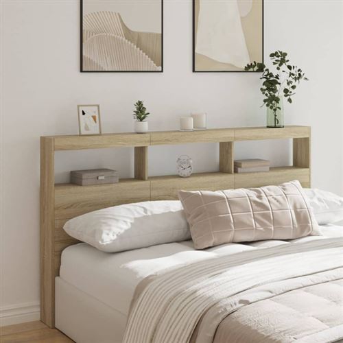vidaXL Armoire tête de lit avec LED chêne sonoma 180x17x102 cm839212