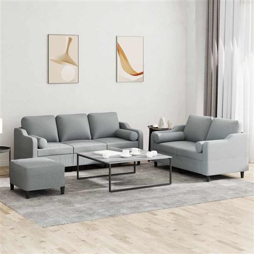 VIDAXL - Ensemble de Canapés - 3 Pièces - Gris Clair - Image 2