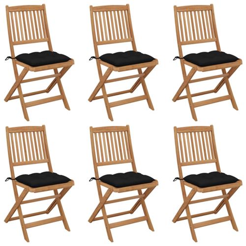 Chaises pliables de jardin lot de 6 avec coussins Bois d acacia