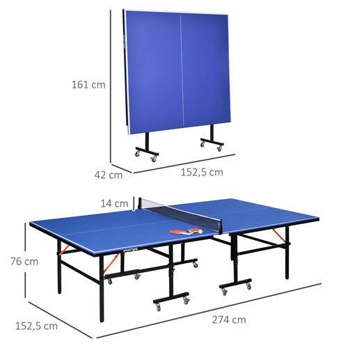 Table de rebond de tennis de table 80 x 40 cm en bois massif