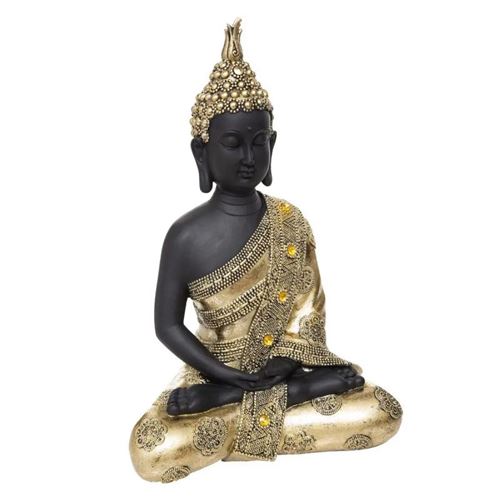 Atmosphera Créateur d'intérieur - Bouddha Déco Assis 34cm Or & Noir