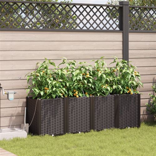 Jardinières avec système d irrigation 4 pcs Marron
