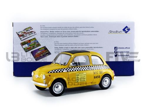 Voiture Miniature de Collection SOLIDO 1-18 - FIAT 500 Taxi NYC - 1965 - Jaune Taxi - 1801407