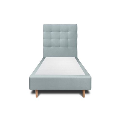 Sommeil De Plomb Gris Lit 90X200cm Avec Tête De Lit Capitonnée Velours Et Sommier Tapissier Bleuté - Image 2