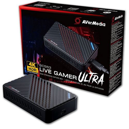 AVerMedia Live Gamer Ultra, Boîtier d'Acquisition Vidéo et de Streaming USB3.1, Pass-Through 4Kp60 HDR, Très Faible Latence, Enregistre jusqu'à 120 FPS