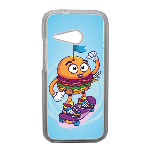 Coque Burger Fond Bleu Compatible Htc One Mini 2 Transparent