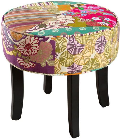 Versa - Tabouret rond Patchwork Bohème