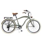 Vélo Cruiser Homme - Via Veneto By Canellini Aluminium Vert Militaire - Bicyclette Ville Retro Vintage